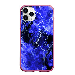 Чехол iPhone 11 Pro матовый МОЛНИЯ BLUE, цвет: 3D-малиновый