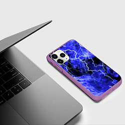 Чехол iPhone 11 Pro матовый МОЛНИЯ BLUE, цвет: 3D-фиолетовый — фото 2