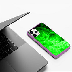 Чехол iPhone 11 Pro матовый ОГОНЬ GREEN NEON, цвет: 3D-фиолетовый — фото 2