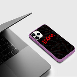 Чехол iPhone 11 Pro матовый Louna - все песни, цвет: 3D-фиолетовый — фото 2