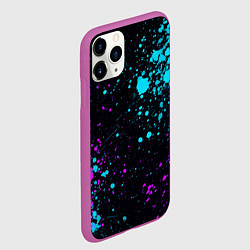 Чехол iPhone 11 Pro матовый БРЫЗГИ КРАСКИ NEON, цвет: 3D-фиолетовый — фото 2