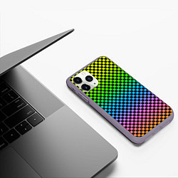 Чехол iPhone 11 Pro матовый РАДУЖНАЯ ШАХМАТКА, цвет: 3D-серый — фото 2