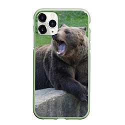 Чехол iPhone 11 Pro матовый Медведь, цвет: 3D-салатовый
