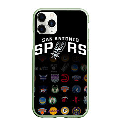 Чехол iPhone 11 Pro матовый San Antonio Spurs 2, цвет: 3D-салатовый