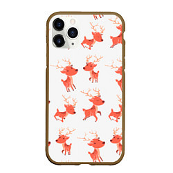 Чехол iPhone 11 Pro матовый Милый олень, цвет: 3D-коричневый