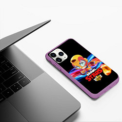 Чехол iPhone 11 Pro матовый Brawl stars leon max, цвет: 3D-фиолетовый — фото 2