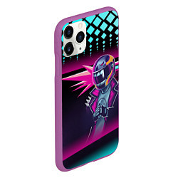 Чехол iPhone 11 Pro матовый НЕОНОВЫЙ ГОНЩИК, цвет: 3D-фиолетовый — фото 2