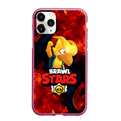 Чехол iPhone 11 Pro матовый BRAWL STARS CROW PHOENIX, цвет: 3D-малиновый