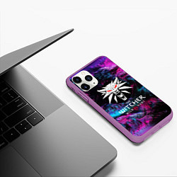 Чехол iPhone 11 Pro матовый The Witcher 3, цвет: 3D-фиолетовый — фото 2
