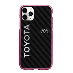 Чехол iPhone 11 Pro матовый Toyota CARBON, цвет: 3D-малиновый