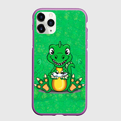 Чехол iPhone 11 Pro матовый Дракоша-геймер, цвет: 3D-фиолетовый