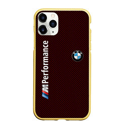 Чехол iPhone 11 Pro матовый BMW CARBON, цвет: 3D-желтый