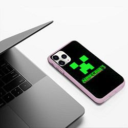 Чехол iPhone 11 Pro матовый Minecraft, цвет: 3D-розовый — фото 2