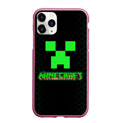 Чехол iPhone 11 Pro матовый Minecraft, цвет: 3D-малиновый