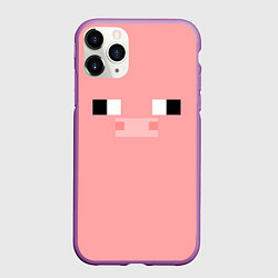 Чехол iPhone 11 Pro матовый Minecraft Pig, цвет: 3D-фиолетовый
