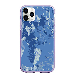 Чехол iPhone 11 Pro матовый КАМУФЛЯЖ BLUE, цвет: 3D-светло-сиреневый