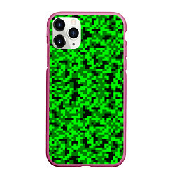Чехол iPhone 11 Pro матовый КАМУФЛЯЖ GREEN, цвет: 3D-малиновый