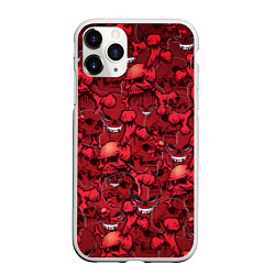 Чехол iPhone 11 Pro матовый Красный череп, цвет: 3D-белый