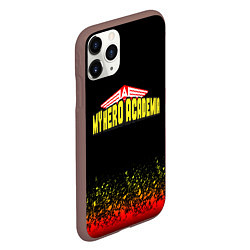 Чехол iPhone 11 Pro матовый MY HERO ACADEMIA logo on FIRE, цвет: 3D-коричневый — фото 2