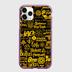 Чехол iPhone 11 Pro матовый ЛОГОТИПЫ РОК ГРУПП, цвет: 3D-фиолетовый