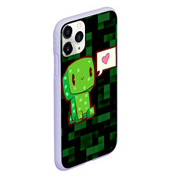 Чехол iPhone 11 Pro матовый Minecraft Creeper, цвет: 3D-светло-сиреневый — фото 2
