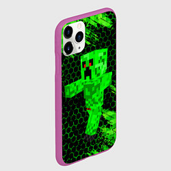 Чехол iPhone 11 Pro матовый MINECRAFT CREEPER, цвет: 3D-фиолетовый — фото 2