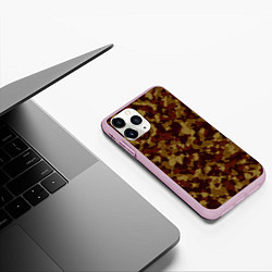 Чехол iPhone 11 Pro матовый Мелкий камуфляжный узор, цвет: 3D-розовый — фото 2