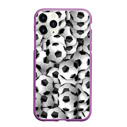 Чехол iPhone 11 Pro матовый Футбольные мячи много
