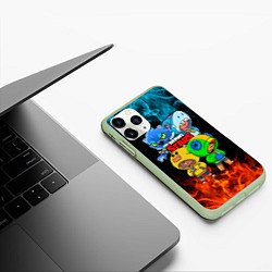Чехол iPhone 11 Pro матовый Brawl Stars Leon Quattro, цвет: 3D-салатовый — фото 2