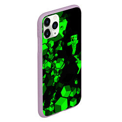Чехол iPhone 11 Pro матовый MINECRAFT CREEPER, цвет: 3D-сиреневый — фото 2