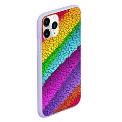 Чехол iPhone 11 Pro матовый Яркая мозаика радуга диагональ, цвет: 3D-светло-сиреневый — фото 2