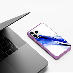 Чехол iPhone 11 Pro матовый GEOMETRY STRIPES BLUE, цвет: 3D-фиолетовый — фото 2