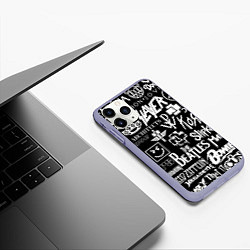 Чехол iPhone 11 Pro матовый ЛОГОТИПЫ РОК ГРУПП, цвет: 3D-светло-сиреневый — фото 2
