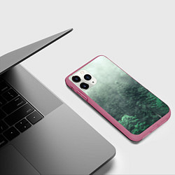 Чехол iPhone 11 Pro матовый Туманный лес, цвет: 3D-малиновый — фото 2