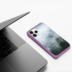 Чехол iPhone 11 Pro матовый Туманный лес, цвет: 3D-фиолетовый — фото 2