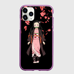 Чехол iPhone 11 Pro матовый Незуко, цвет: 3D-фиолетовый