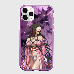 Чехол iPhone 11 Pro матовый Незуко, цвет: 3D-фиолетовый
