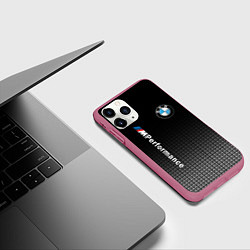 Чехол iPhone 11 Pro матовый BMW M PERFORMANCE, цвет: 3D-малиновый — фото 2