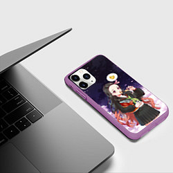 Чехол iPhone 11 Pro матовый Незуко, цвет: 3D-фиолетовый — фото 2