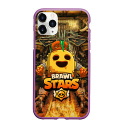 Чехол iPhone 11 Pro матовый Brawl Stars Robot Spike, цвет: 3D-фиолетовый