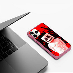 Чехол iPhone 11 Pro матовый Fortnite Marshmello, цвет: 3D-малиновый — фото 2