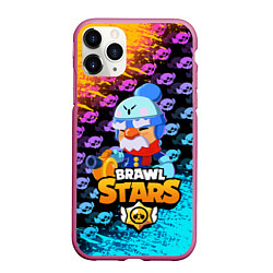 Чехол iPhone 11 Pro матовый BRAWL STARS GALE, цвет: 3D-малиновый