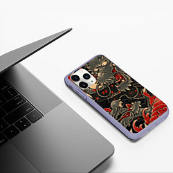 Чехол iPhone 11 Pro матовый Dsquared tatoo DRAGON, цвет: 3D-светло-сиреневый — фото 2