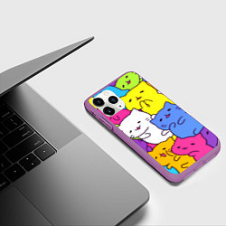 Чехол iPhone 11 Pro матовый МИЛЫЕ КОТЯТКИ, цвет: 3D-фиолетовый — фото 2