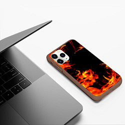 Чехол iPhone 11 Pro матовый ОГОНЬ, цвет: 3D-коричневый — фото 2