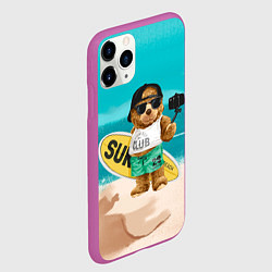 Чехол iPhone 11 Pro матовый Медвежонок серфер, цвет: 3D-фиолетовый — фото 2