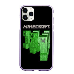 Чехол iPhone 11 Pro матовый MINECRAFT CREEPER, цвет: 3D-светло-сиреневый