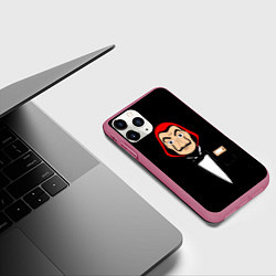 Чехол iPhone 11 Pro матовый Бумажный Дом, цвет: 3D-малиновый — фото 2