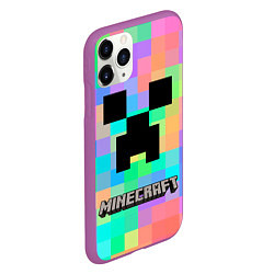 Чехол iPhone 11 Pro матовый Minecraft, цвет: 3D-фиолетовый — фото 2