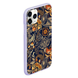 Чехол iPhone 11 Pro матовый Узор орнамент цветы этно, цвет: 3D-светло-сиреневый — фото 2